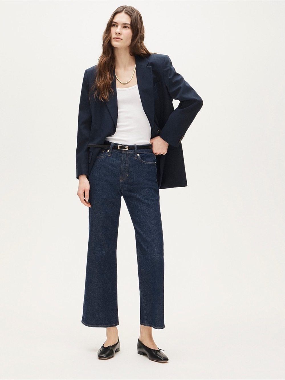 NWT JCrew Slim Wide Leg Jean 24 Crop 24P Resin Rinse Dark Denim $148 CC580 - Picture 12 of 15